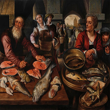 Canvas Balık Pazarı Sayılarla Boyama Seti  Kasnaklı 40 x 50 cm