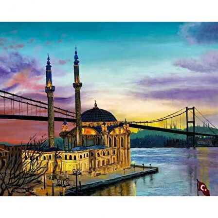 Canvas İstanbul Ortaköy Boyama  Seti  Kasnaklı 40 x 50 cm