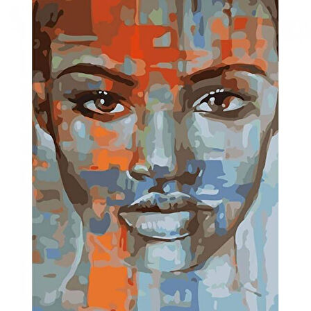Canvas Afrikalı Güzel 3 Sayılarla Boyama Seti  Kasnaklı 40 x 50 cm