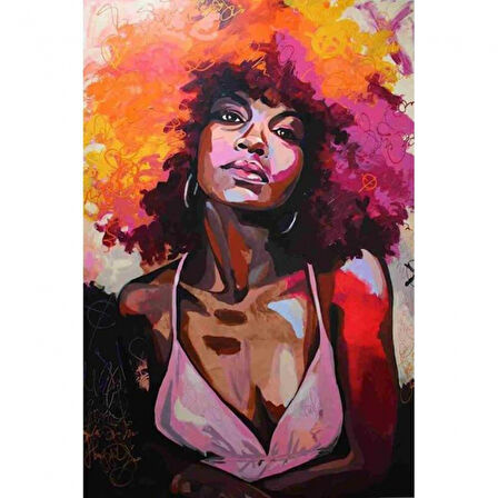 Canvas Afrikalı Güzel Sayılarla Boyama Seti  Kasnaklı 40 x 50 cm