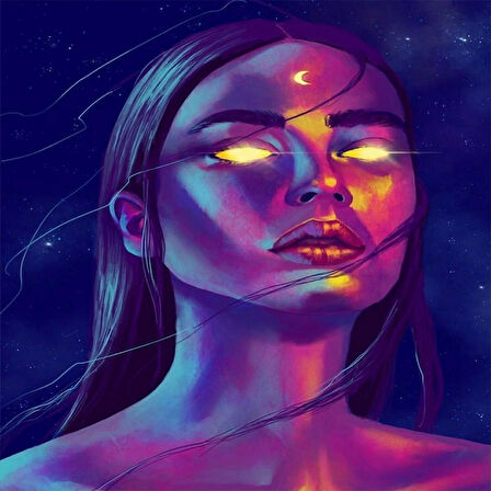 Canvas Ay Tanrıcasi Sayılarla Boyama Seti  Kasnaklı 40 x 50 cm