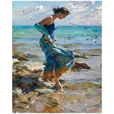 Canvas Denizdeki Ayaklar Sayılarla Boyama Seti  Kasnaklı 40 x 50 cm