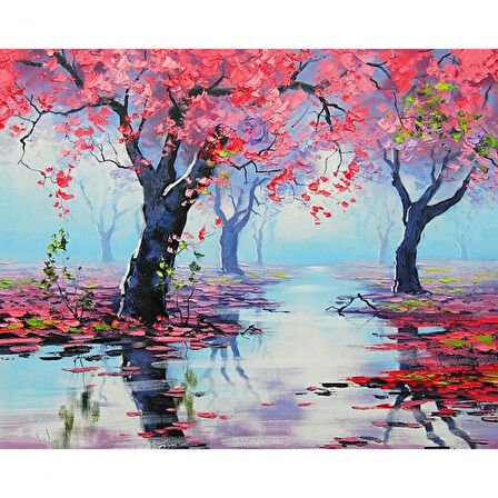 Canvas Bahar İhtişamı Sayılarla Boyama Seti   Kasnaklı 40 x 50 cm