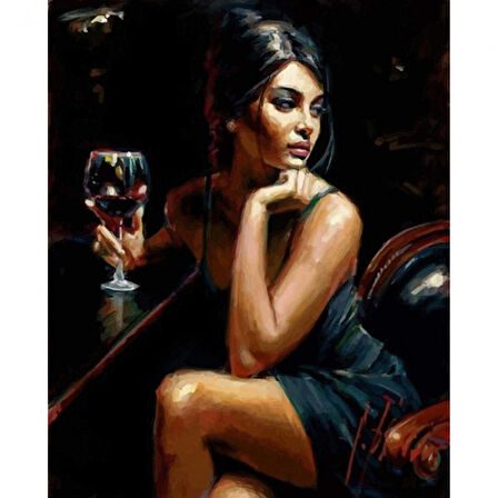 Canvas Kadının Bakışı Boyama  Seti  Kasnaklı 40 x 50 cm