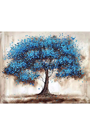 Canvas Mavi Ağaç Sayılarla Boyama Seti   Kasnaklı 40 x 50 cm