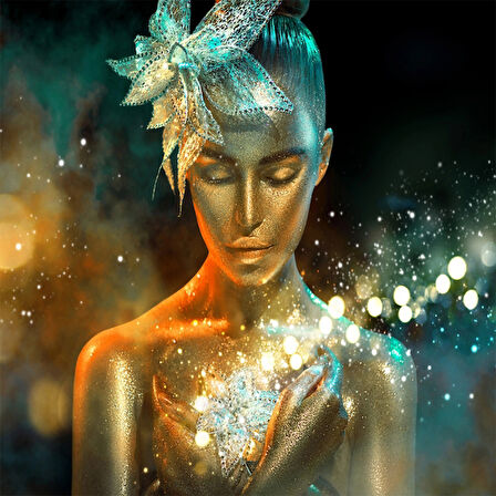 Canvas Peri Kızı Sayılarla Boyama Seti  Kasnaklı 40 x 50 cm