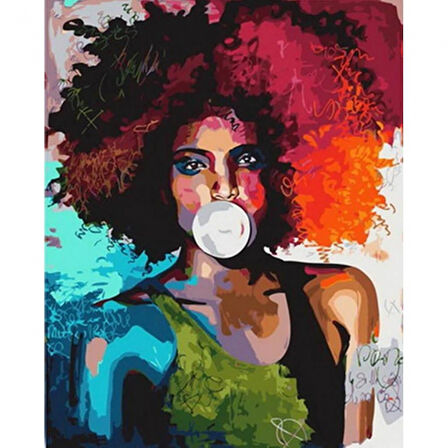 Canvas Şapşik Kıvırcık Sayılarla Boyama Seti  Kasnaklı 40 x 50 cm