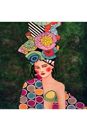 Canvas Kadın Ve Renkler Sayılarla Boyama Seti   Kasnaklı 40 x 50 cm