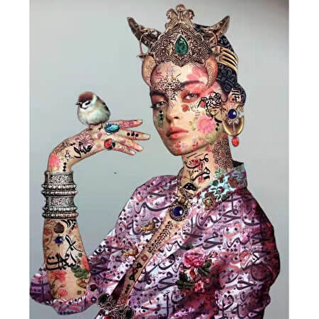 Canvas Bir Masal Prensesi Sayılarla Boyama Seti  Kasnaklı 40 x 50 cm