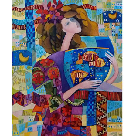 Canvas Kadınların İç Dünyası Sayılarla Boyama Seti  Kasnaklı 40 x 50 cm