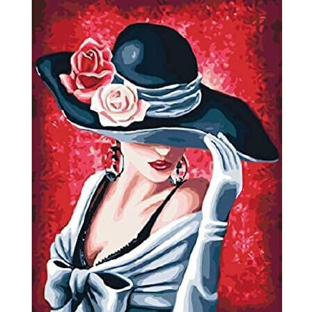 Canvas Şapkamda Bir Güzel Sayılarla Boyama Seti  Kasnaklı 40 x 50 cm