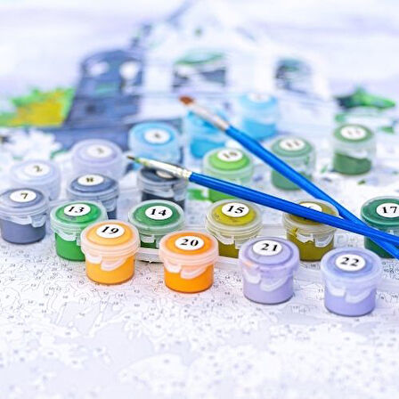 Canvas Şapkamda Bir Güzel Sayılarla Boyama Seti  Kasnaklı 40 x 50 cm