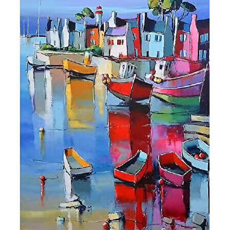 Canvas Konuşan Kayıklar Sayılarla Boyama Seti  Kasnaklı 40 x 50 cm