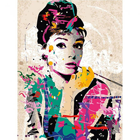 Canvas Audrey Hepburn Sayılarla Boyama Seti  Kasnaklı 40 x 50 cm