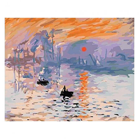 Canvas Monet Gün Doğumu Sayılarla Boyama Seti  Kasnaklı 40 x 50 cm