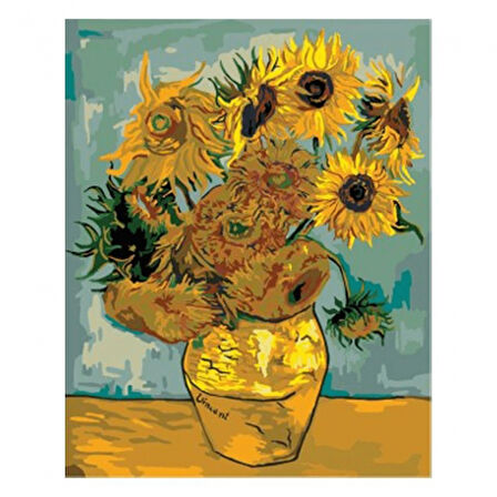 Canvas Van Gogh Ayçiçekleri Sayılarla Boyama Seti  Kasnaklı 40 x 50 cm