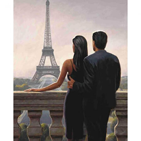 Canvas Paristeki Çift Sayılarla Boyama Seti  Kasnaklı 40 x 50 cm