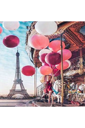 Canvas Eyfelde Lunapark Sayılarla Boyama Seti   Kasnaklı 40 x 50 cm