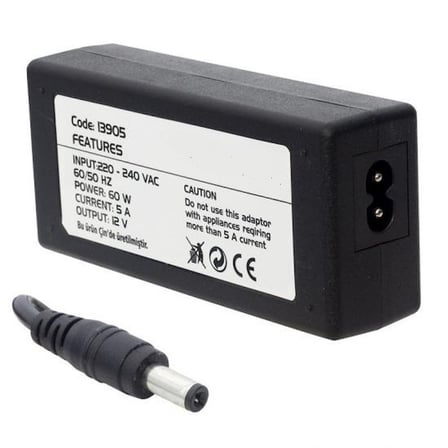 Afila, Hadron 12V 5A 60W Plastik Kasa Power Adaptör (5.5x2.5mm)