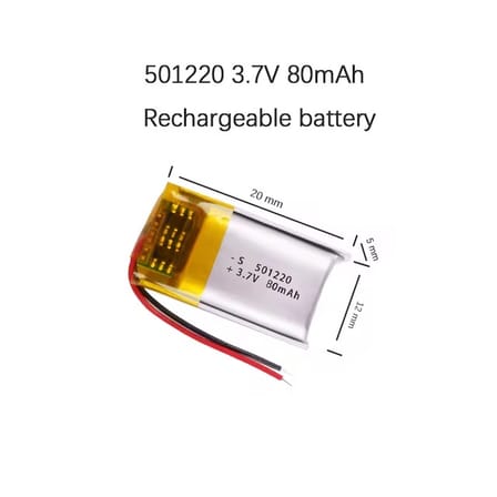 501220 3.7V 80MAH LITHIUM POLYMER BATTERY (Lityum Polimer Ciklet Pil)