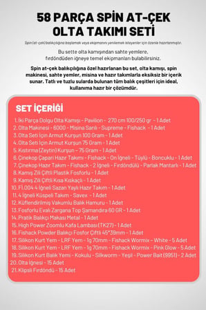 58 Parça Spin, Tekne, Kıyı Olta Takımı Seti - 270cm Krm 100-250G - 60'lık Makine