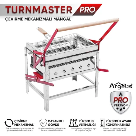 Çevirme Mekanizmalı Krom Mangal Yükseklik Ayarlı Argeus Turnmaster Pro