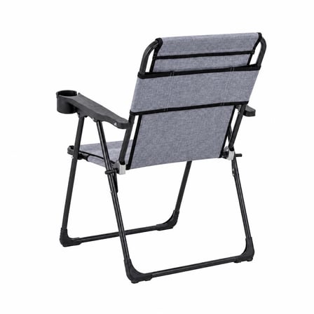 Katlanır Piknik ve Kamp Sandalyesi - Bardaklıklı - Rock Plus - Linen Mavi