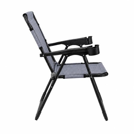 Katlanır Piknik ve Kamp Sandalyesi - Bardaklıklı - Rock Plus - Linen Mavi