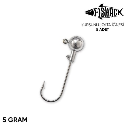 Jighead - Zoka - Kurşunlu Olta İğnesi - Gümüş - 5 Adet - 5 gr