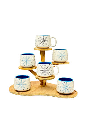 6'LI KAR TANESİ Double Tabaklı Kupa, Yeni Yıl, El Yapımı Seramik Kupa, Seramik Kupa, Mug