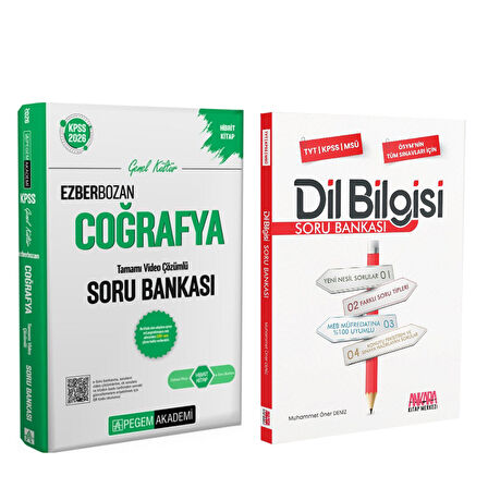 Pegem KPSS Ezberbozan Coğrafya ve AKM Dil Bilgisi Soru Bankası Seti 2 Kitap