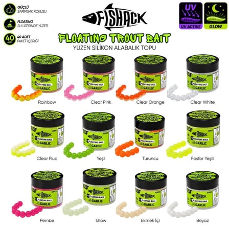 Yüzen Silikon Alabalık Topu - Fishack EggX - 40 Adet - Sarımsak Kokulu Clear Orange
