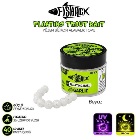Yüzen Silikon Alabalık Topu - Fishack EggX - 40 Adet - Sarımsak Kokulu Clear Orange