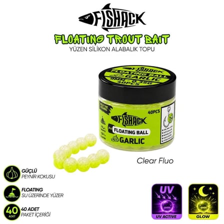 Yüzen Silikon Alabalık Topu - Fishack EggX - 40 Adet - Sarımsak Kokulu Clear Orange
