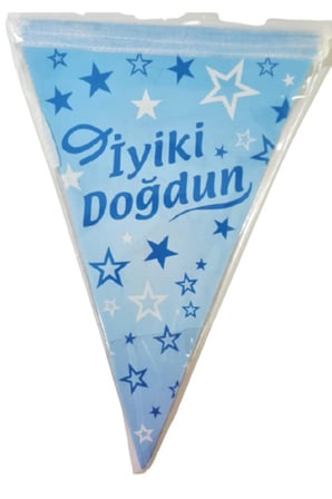 Özel Seri İyiki Doğdun Üçgen Flama Mavi Parti Malzemesi Süsleme Kutlama
