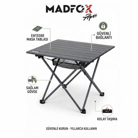 Madfox Apex Katlanabilir Alüminyum Kamp Masası (Motorcu Masası)