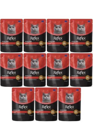 Reflex Plus Sos Içinde Parça Biftek Etli Kısırlaştırılmış Kedi Konservesi 85gr - 11 Adet