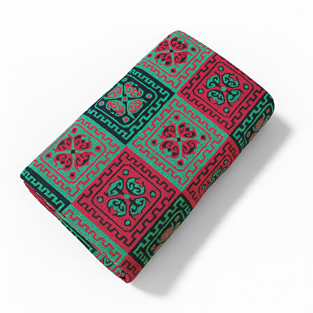 Çift Taraflı 3 Mekik Karo Desen Pamuklu Makine Dokuma Kilim