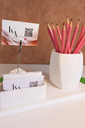 Beton Ofis Seti Masa Üstü Organizer