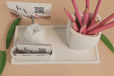 Beton Ofis Seti Masa Üstü Organizer