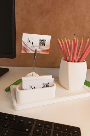 Beton Ofis Seti Masa Üstü Organizer