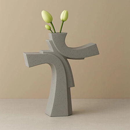 Asimetrik Form Beton Vazo – Minimal & Sanatsal Dekor 2 Li