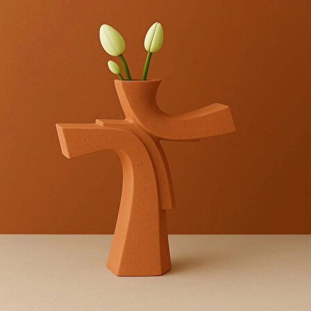  Asimetrik Form Beton Vazo – Minimal & Sanatsal Dekor Kiremit