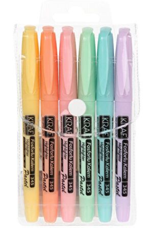 Kraf Fosforlu Kalem Pastel Kalem Tipi 6 Lı