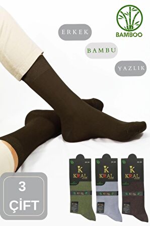 Bambu Erkek Soket Düz Uzun Çorap Klasik Yazlık Dikişsiz 3'lü Premium Set