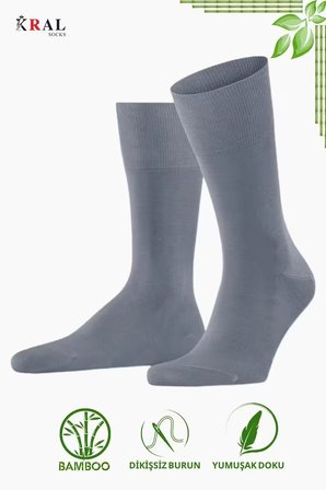 Bambu Erkek Soket Düz Uzun Çorap Klasik Yazlık Dikişsiz 6'lı Premium Set