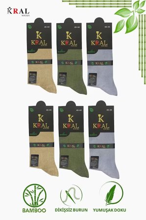 Bambu Erkek Soket Düz Uzun Çorap Klasik Yazlık Dikişsiz 6'lı Premium Set