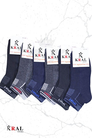 Erkek Unisex 6 Çift Pamuklu Basic Derbili Pamuklu Çorap