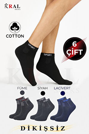 Erkek Unisex 6 Çift Pamuklu Basic Derbili Pamuklu Çorap