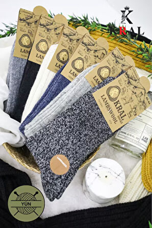 Erkek Kışlık (6 ÇİFT) Lambswool Yün Çorap Termal Etkili EBRULİ